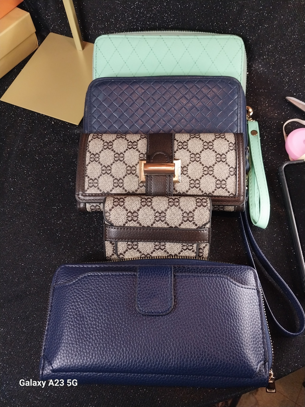 Unbranded Lot Of 5 Wallets/Wristlets/Card Holders Navy Mint Brown Tan New Unused